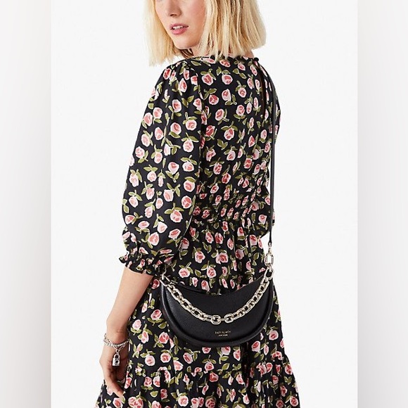 KATE SPADE NEW YORK Smile Small Crossbody Bag in Pebbled Leather Black - Picture 3 of 11